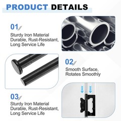 2 pcs door pins, security pins 7.5 cm for interior, matte black