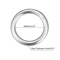 316 Stainless Steel Round Ring Welded O-Rings 40mm(1.57″) ID 8mm Thick 2pcs