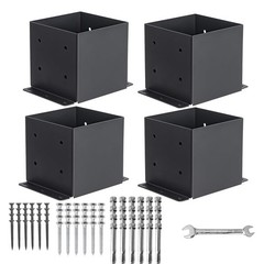6×6 Post Base Brackets Kit, Heavy Duty Metal Anchor for Deck, Pergola, Fence