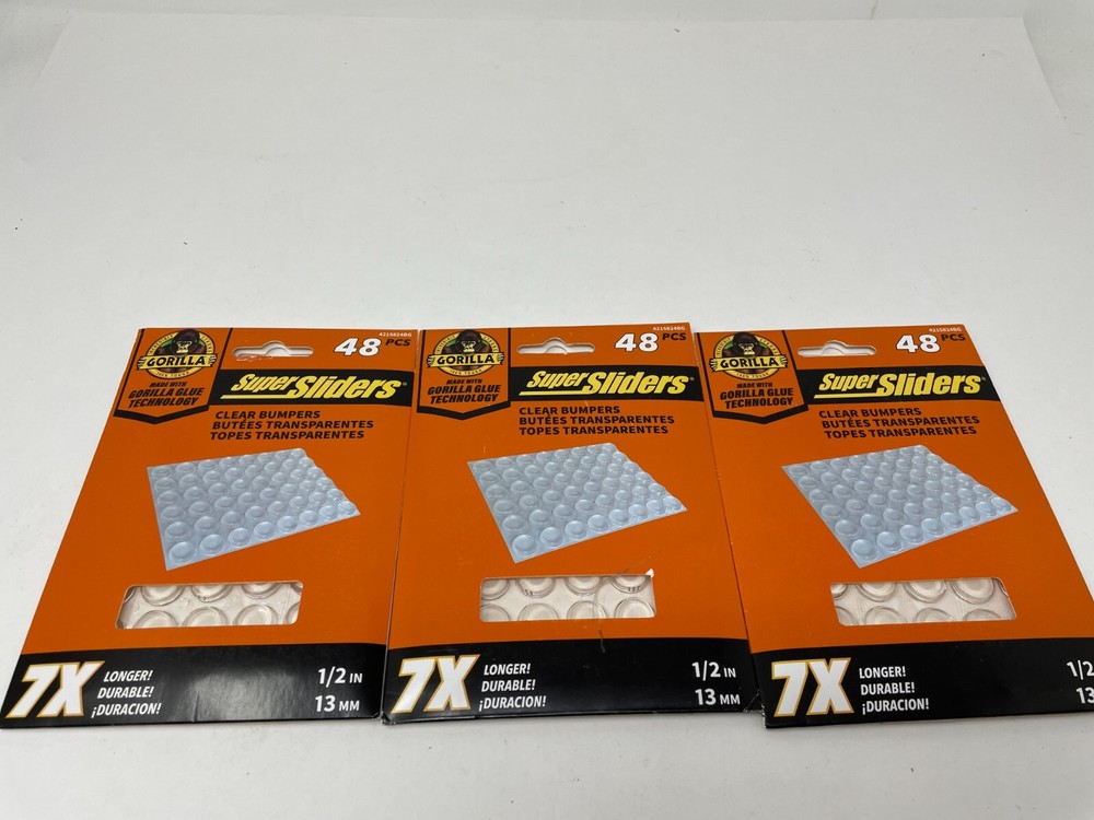 Super Sliders with Gorilla Glue technology 48 pieces per pack, 3 packs 1.2 inch.