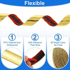 Peel and Stick Wall Molding Trim, 2″ x 10ft PVC Panel Molding Trim Gold