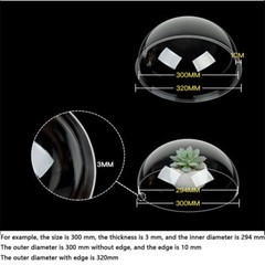 Diameter 50mm-300mm Acrylic PMMA Clear Dome Shape Rimless Dust Cover Select Size