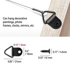 100 Pcs Small D-ring Picture Hangers with Screws Metal Frame Hooks Hardware | Eb