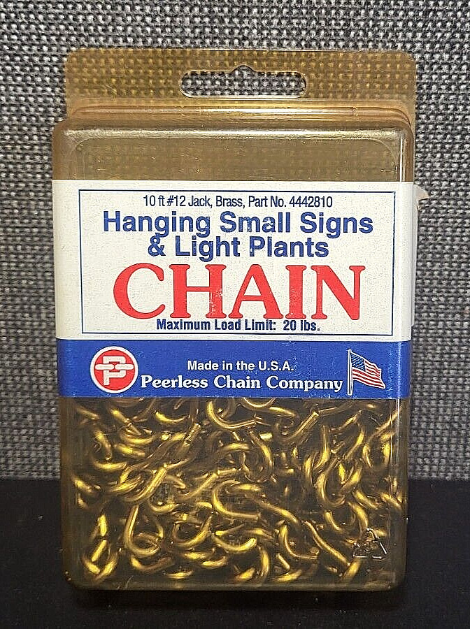 Peerless CHAIN 10′ #12 Jack, Brass #4442810 Hanging Small Signs, Light Plants