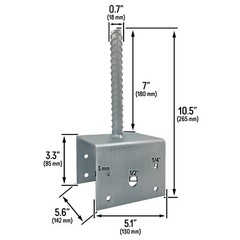 U Shaped 6×6 Deck Post Concrete Anchor Spike Fence Base, Zinc Plated (2)