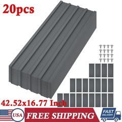 20 Pcs Metal Roofing Panels for Carport Galvanized Steel Corrugated Panels Gray