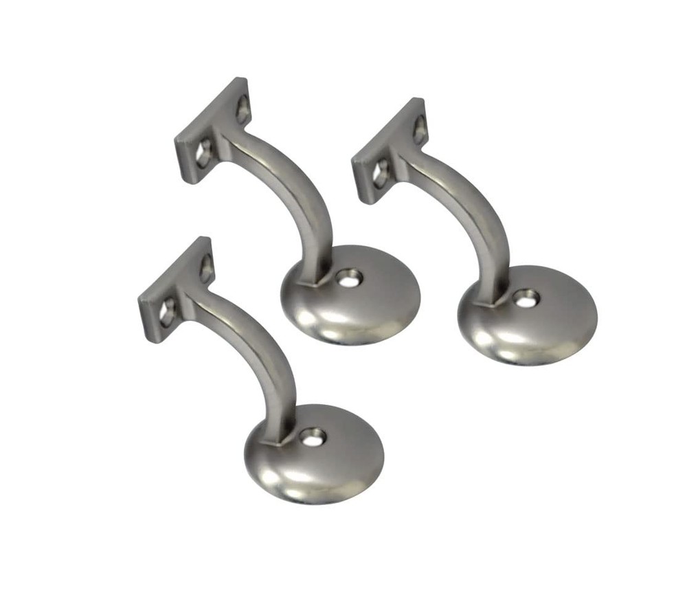 QCAA Heavy Duty Zinc Die Cast Handrail Bracket, Brushed Satin Nickel, 3 Pack,…