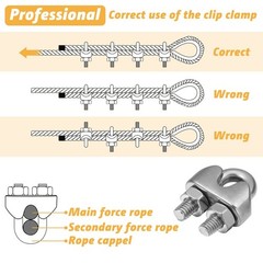 Demissle 100 Pcs 1/8” Wire Cable Clamps Kit M3 Rope Clip Braided Kit Metal S…