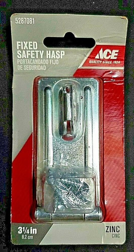 Ace 3-1/4 in. Heavy-Duty Zinc Fixed Staple Safety Hasp (1-Pack) New in Package