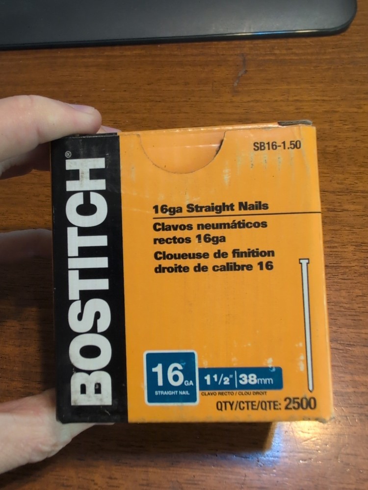 Bostitch 1-1/2 In. 16 Gauge Straight Finish Nail – Box of 2500