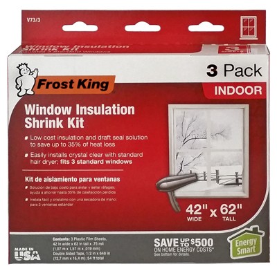 Indoor Window Insulation Sheets, 42 x 62 In., 3-Pk. – V73/3H