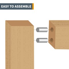 POWERTEC 71145 Hardened Steel Dowel Pins 3/8-Inch for Accurate Alignment, 4 PK