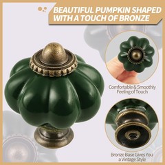 Zernmiarder Dark Green Pumpkin Knobs 2 Pack Ceramic 1-3/8 Inch,