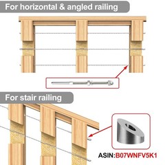 50 Pack Cable Railing Kit, 4×4 Swage Threaded Stud Tension End Fitting Terminal