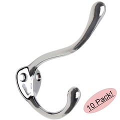 *10 Pack* Designers Impressions Polished Chrome Heavy Coat & Hat Hook: 57499