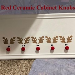 MAHIONG 20 Pack Red Ceramic Cabinet Knobs, 1.26Inch/32mm Drawer Dresser