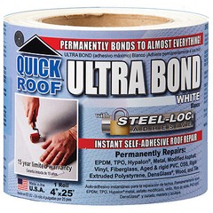 Quick Roof™ UBW425 Ultra Bond Roof Repair, Self-Adhesive, White, 4-In. x 25-Ft.