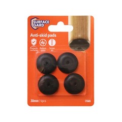 Surface Gard 30mm Black Round Rubber Bumper – 4 Pieces