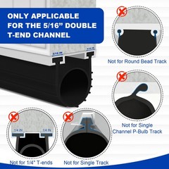 DGSL Garage Door Seals Bottom Rubber Weather Stripping Kit Seal 16 Ft, Black