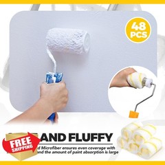 Pinkunn 48pk 4″x3/8″ Microfiber Roller Covers Yellow White