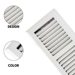 4″ x 10″ White Floor Register 2 Way – Stamped Face Steel Vent Cover, HVAC