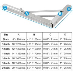 Folding Shelf Brackets 8-20 Inch Stainless Steel Drop Down Bracket Heavy Duty US