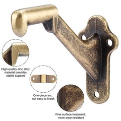 4 PCS 3″ Staircase Heavy Duty Hand Rail Brackets For Stairway Antique Brass