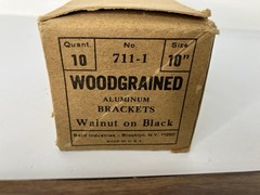 Vintage Aluminum Metal Shelf Brackets Woodgrained 10″ #711-1 BOX 10 +3 ~ NOS