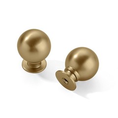 CABDM 2 Pack 1 Inch Vintage Ball Brushed Brass 1 Inch, Gold/Brass