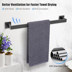 Turs 10-Piece Bathroom Hardware Accessories Set Matte Black Towel Bar Holder