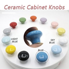 Joyangy 10Pack Ceramic Cabinet Knobs, 1.26Inch/32mm Blue Round 10 Pack,