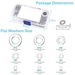 800 Pcs 304 Stainless Steel Flat Washers 800 PCS 304 Steel, Silver