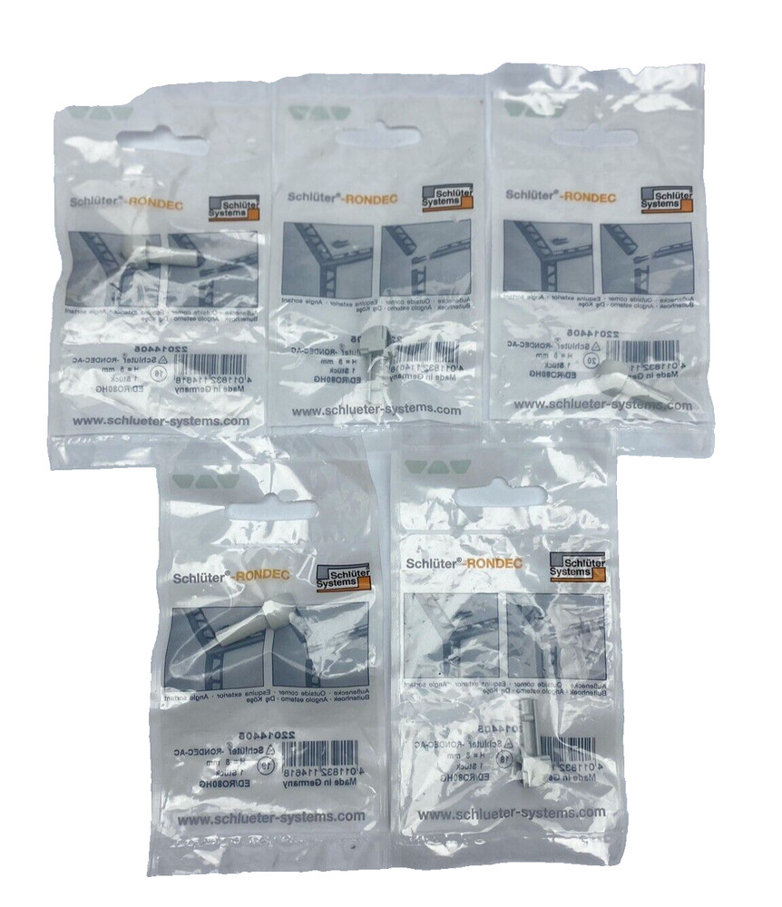 LOT OF 5 SCHLUTER RONDEC IN CORNER ED/RO80HG ALUM LIGHT SILVER H= 8.0mm ( 5/16″)