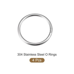 304 Stainless Steel O Rings (60mm OD 5mm Thick) 4pcs, Welded Round Ring