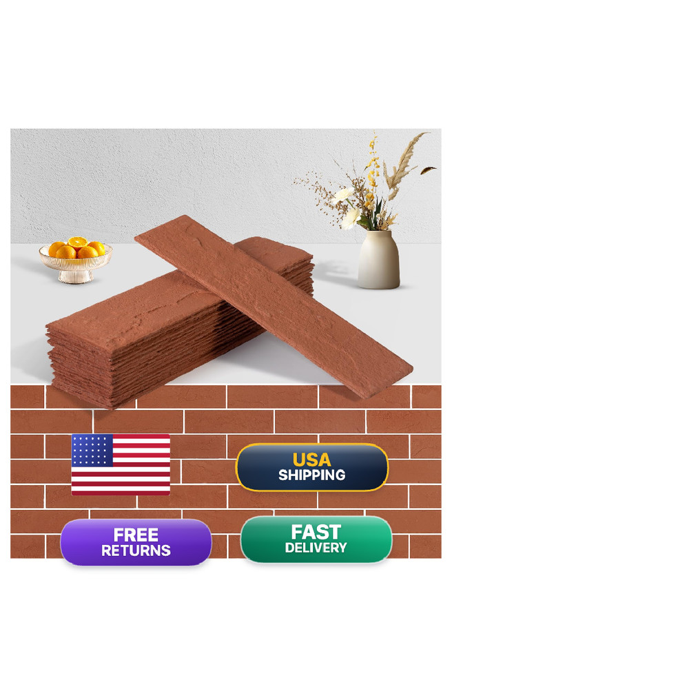 Zoeteoz 80 Pcs Faux Thin Brick Veneer Wall Tiles Inorganic Modified Clay
