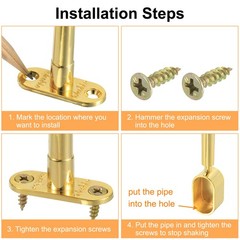 4 Pcs Oval Closet Shelf Bracket, Wardrobe Rod Adjustable Half Though Pipe Gold