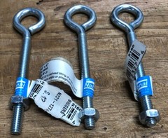 New National Eye Bolt, Zinc, 1/4 x 4-In. Set of 3 #N221-127.
