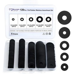 120Pcs Flat Rubber Washers Assortment 30 millimeters, Black