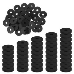 50 Pcs Flat Rubber 3/4 inch OD x 1/4 ID x 1/8 Thickness, Black