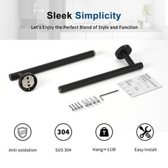 Iwoodus Matte Black Towel Bar 30 Inch Towel Racks For Bathroom Wall Mounted