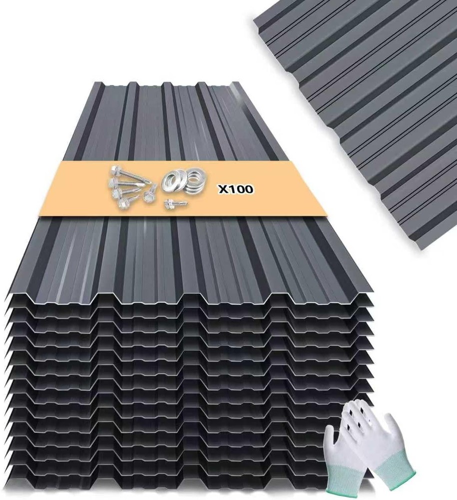 10pk Corrugated Metal Roof Panel Waterproof Grey 42.5×17.7in Easy
