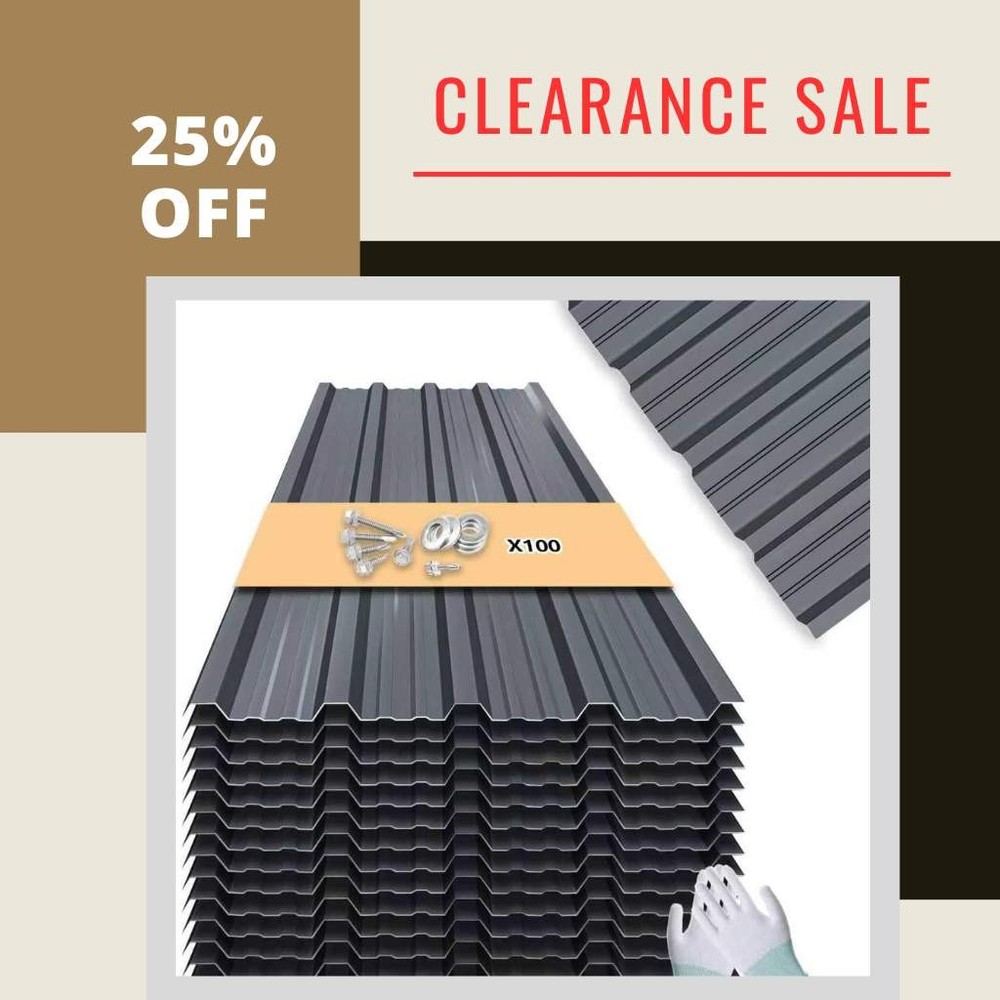 Metal Roofing Panels 10pcs Corrugated Steel Waterproof Grey 42” Shed Roof