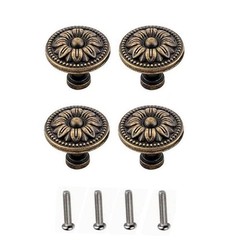 GDQLCNXB Vintage Flower Shape Cabinet Drawer Knobs, Antique Bronze