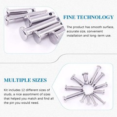 Glarks 96Pcs 12 Sizes 304 Stainless Steel Flat Head 3mm x 175mm, Silver