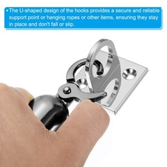 Pad Eye Plate U Hooks, 4 Pack Metal Ceiling Hook Wall Mount Loop Silver