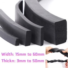 Black EPDM Rubber Foam Sealing Strip Square Bar For Cabinet Door Seal 3mm to50mm