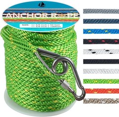 3/8 Inch 50 FT Anchor Rope, Boat Anchor Rope Solid Braid MFP, Anchor Line wit…