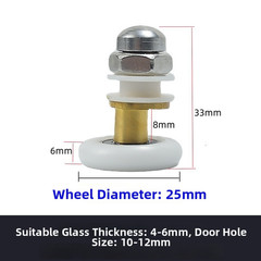 Shower Door Rollers Low Noise Pack of 4 White Nylon 32.5x20mm for Long Term Use