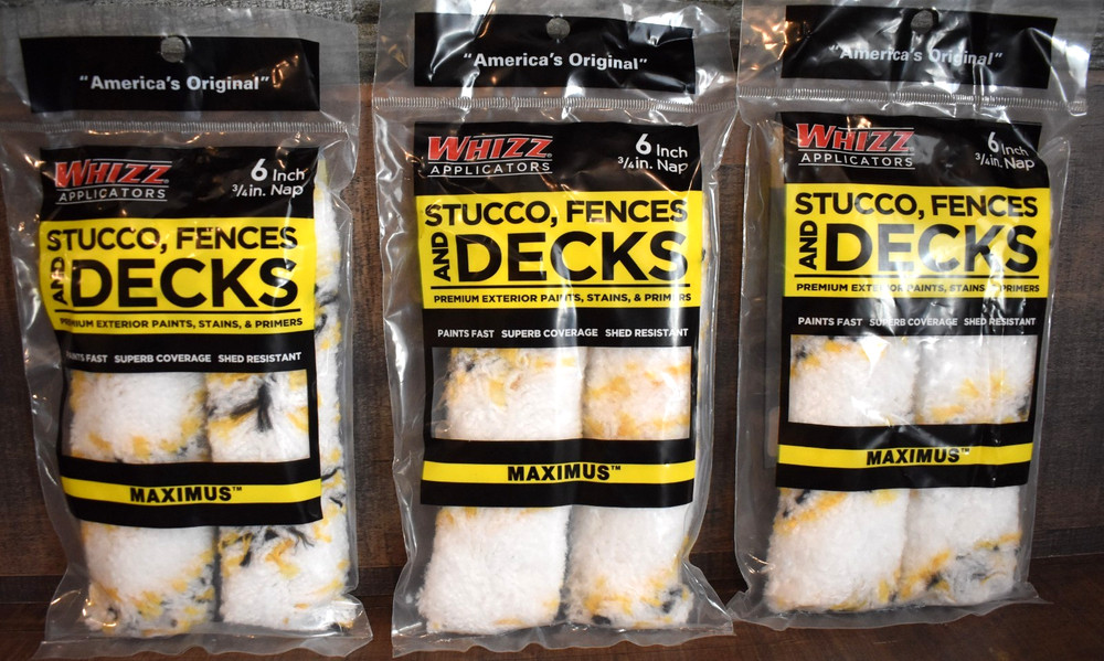 WHIZZ Applicators MAXIMUS Stucco Fences Decks 6 inches 3/4 Nap Set of 3 Packages