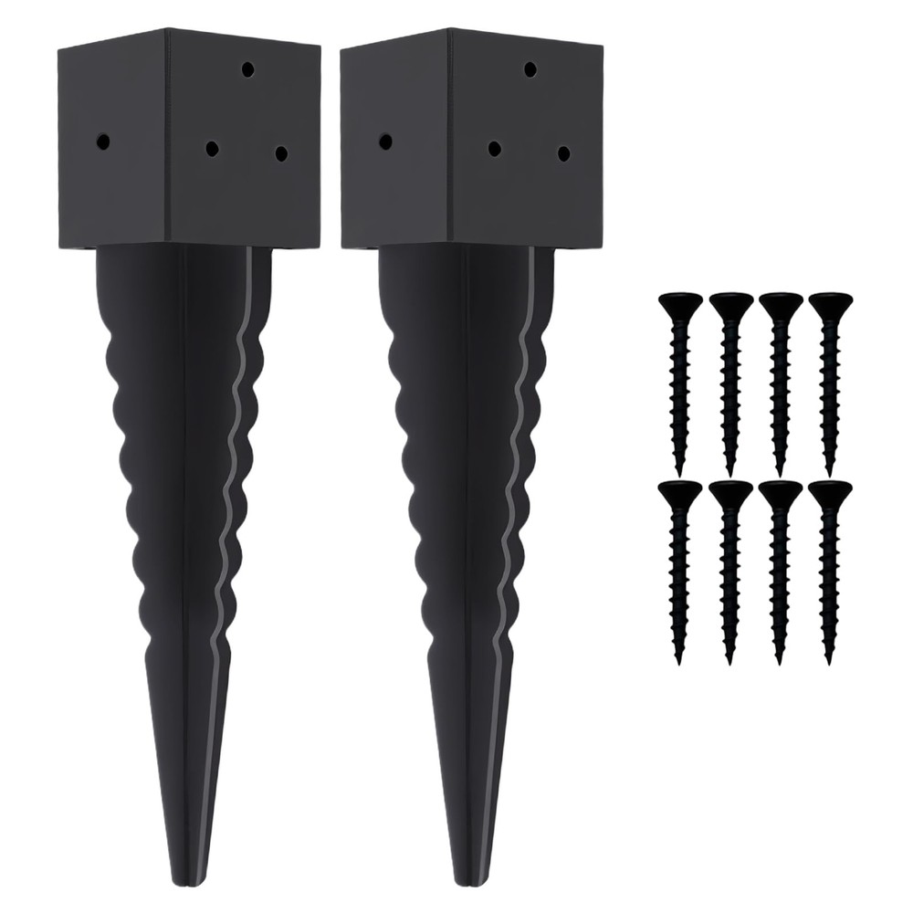 2 Pcs 4″x4″ Fence Post Anchor Ground Spike â€“ Heavy Duty 16″ Metal Post Base (